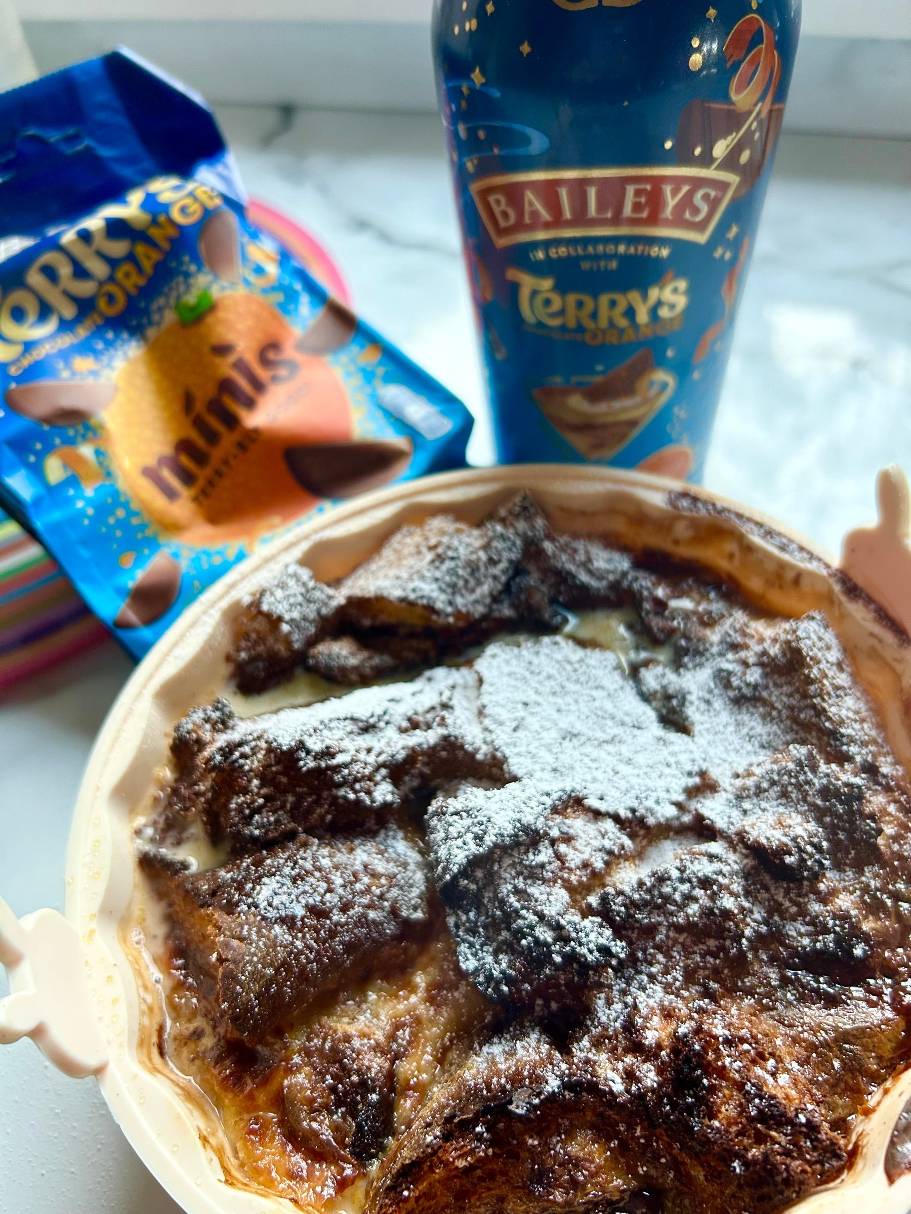 Air Fryer Chocolate Orange Baileys Bread Pudding