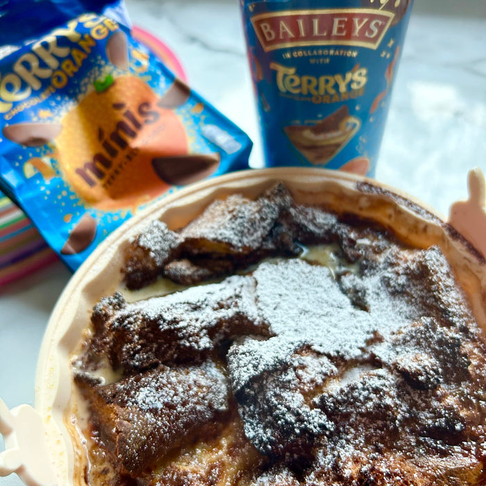 Air Fryer Chocolate Orange Baileys Bread Pudding