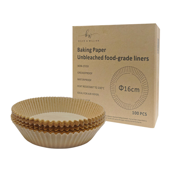 K&W Premium Baking Paper | Compatible with 3L Glass Mini | 100pcs | Round 16cm 6.3in